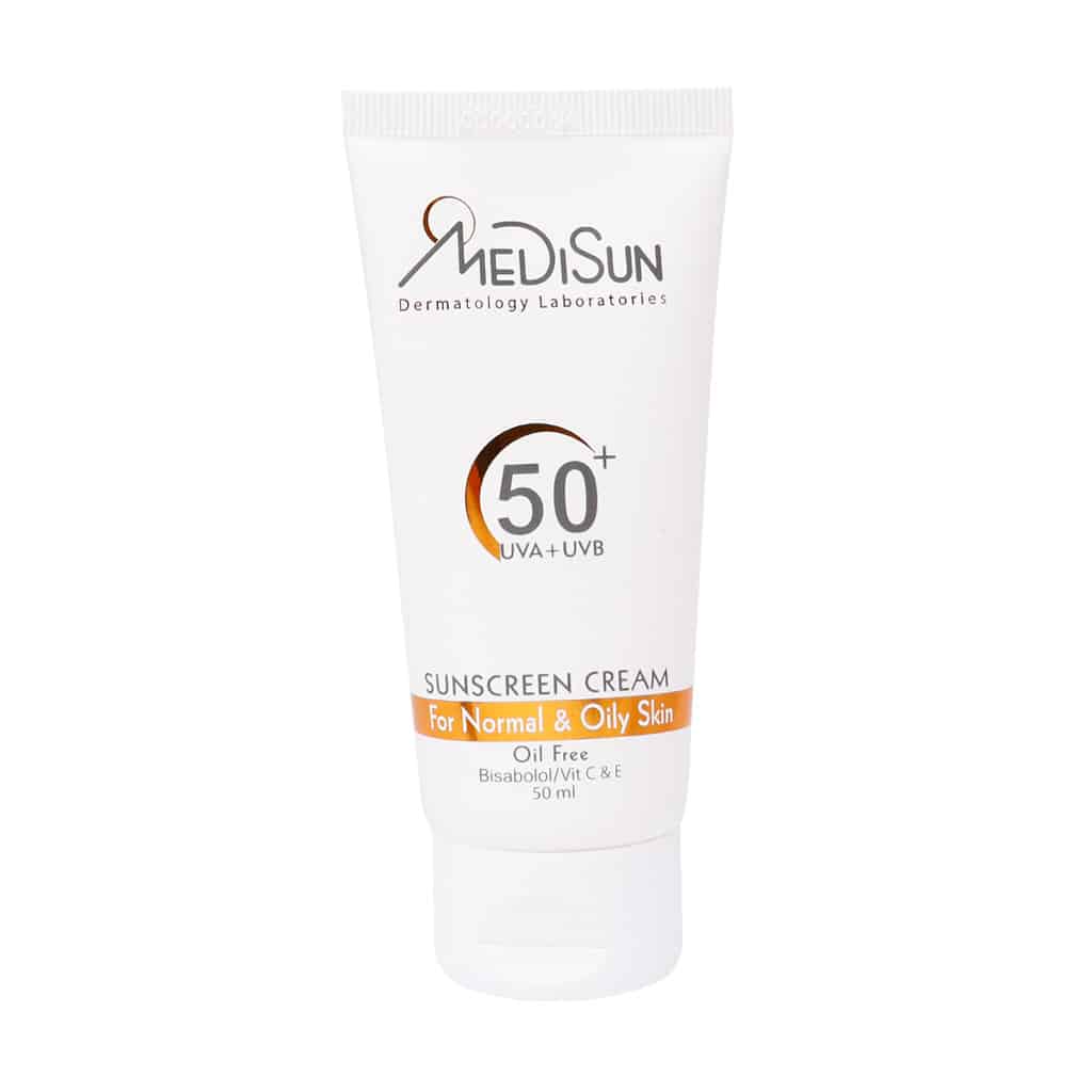 کرم ضد آفتاب بی رنگ پوست چرب فاقد چربی SPF60 مدیسان ۵۰ میلی لیتری