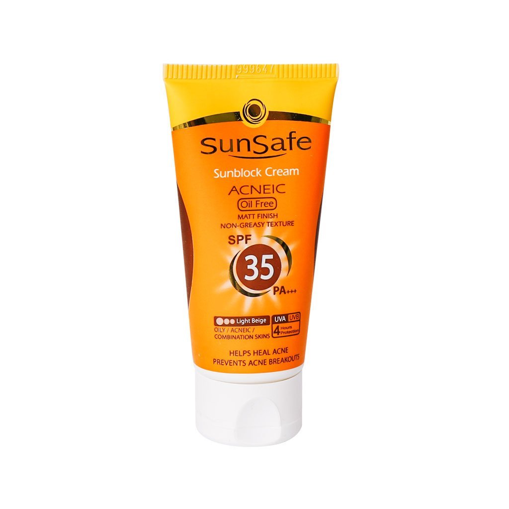 کرم ضد آفتاب بژ روشن پوست چرب SPF 35 سان سیف ۵۰ میلی لیتری