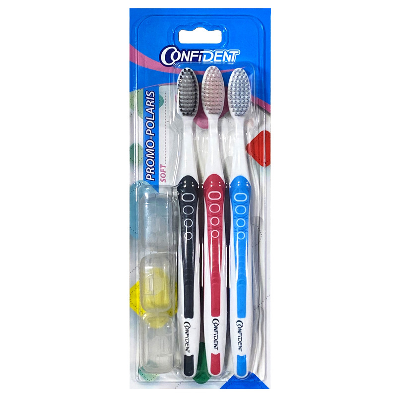 مسواک برس نرم مدل promo Polaris کانفیدنت 3 عددی