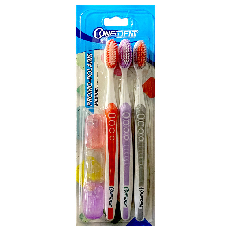 مسواک برس متوسط مدل promo Polaris کانفیدنت 3 عددی