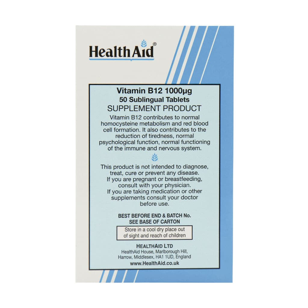 قرص 1000 میکروگرمی ویتامین B12 هلث اید 50 عددی