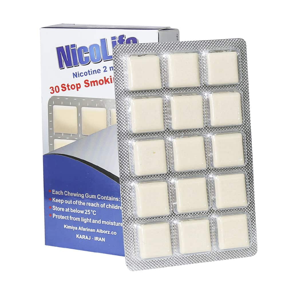 آدامس ترک سیگار با طعم اکالیپتوس نیکوتین 2 میلی گرمی نیکلایف 30 عددی