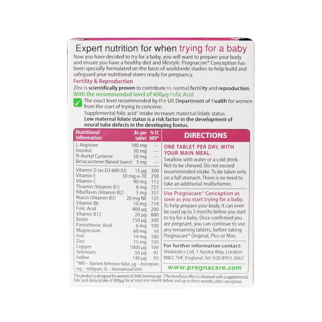 قرص پرگناکر کانسپشن ویتابیوتیکس 30 عددی