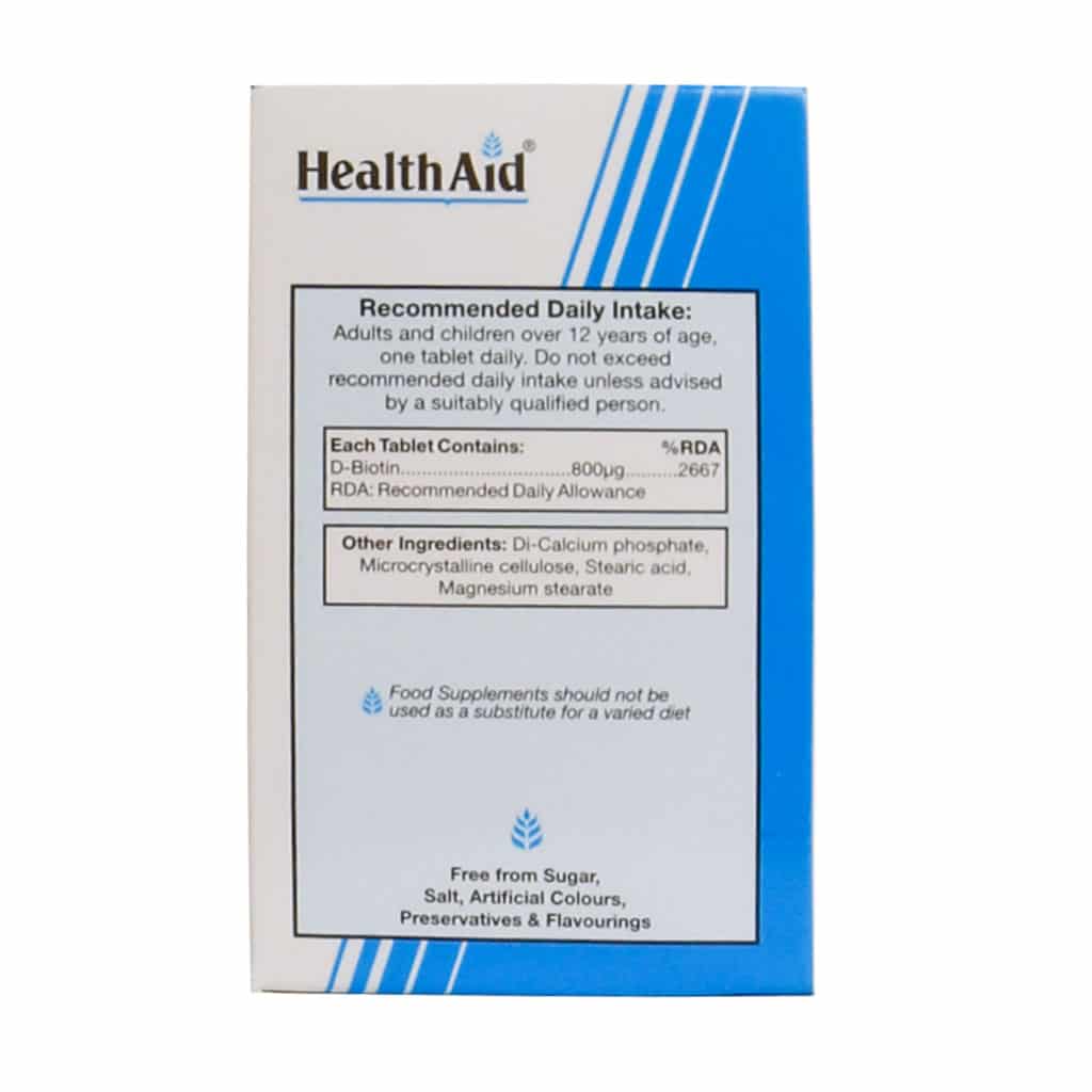 قرص بیوتین 800 میکروگرمی هلث اید 30 عددی