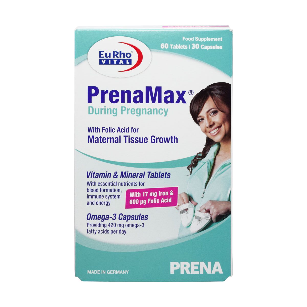 قرص و کپسول دیورینگ پرگننسی پرنامکس یوروویتال 90 عددی