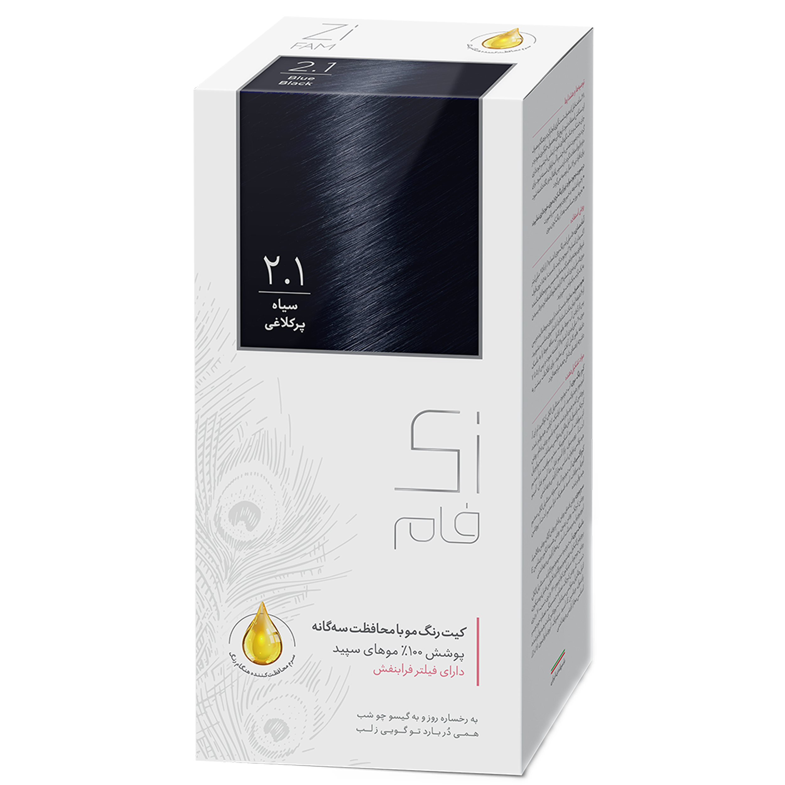 کیت رنگ موی سیاه پرکلاغی سری دودی زی فام شماره 2.1