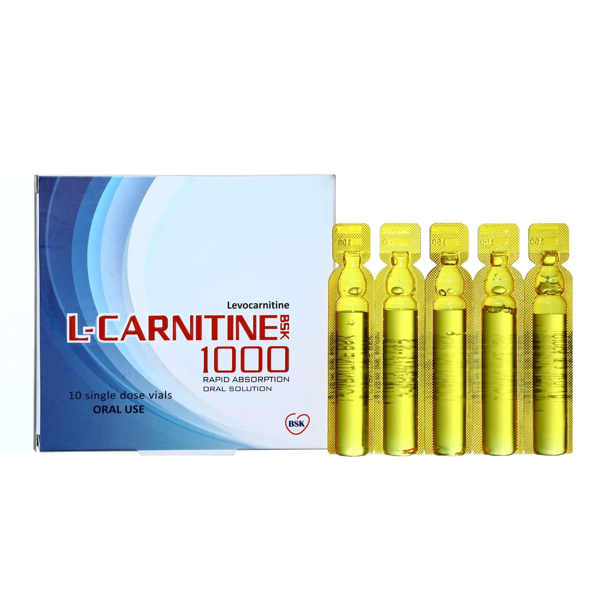ویال خوراکی ال کارنیتین 1000 میلی گرمی بی اس کی 10 عددی