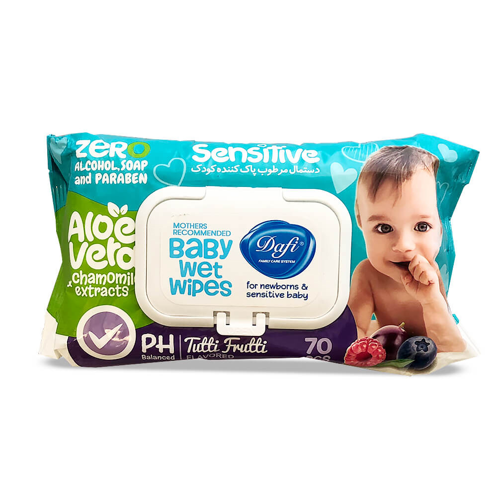 دستمال مرطوب کودک مناسب پوست حساس دافی 70 عددی