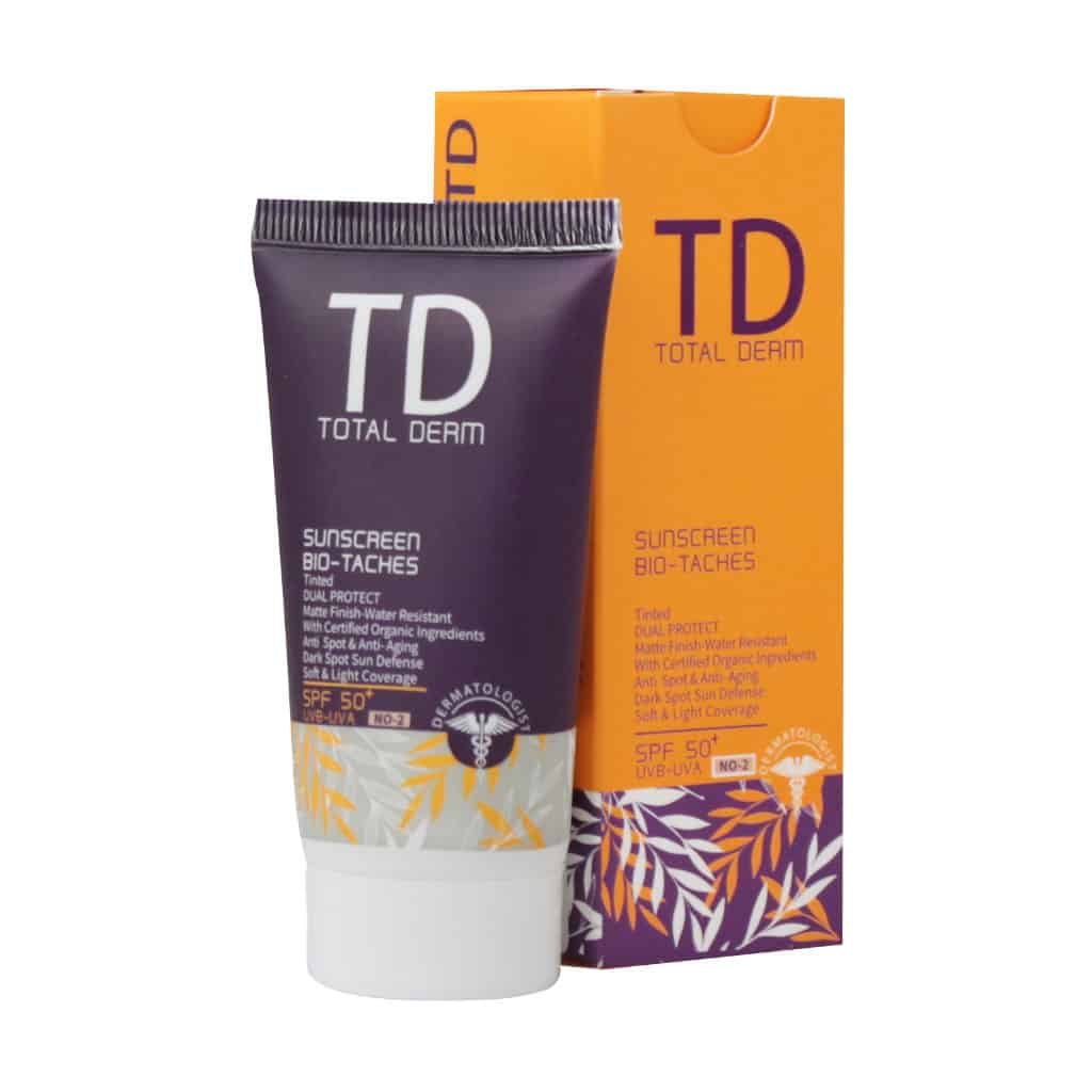 کرم ضد آفتاب بژ طبیعی ضد لک SPF50 توتال درم 50 میلی لیتری شماره ۰۲