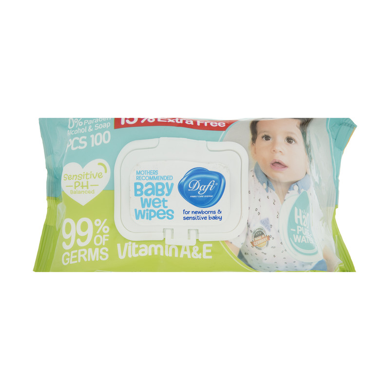 دستمال مرطوب کودک اکسترا پاکتی دافی 100 عددی