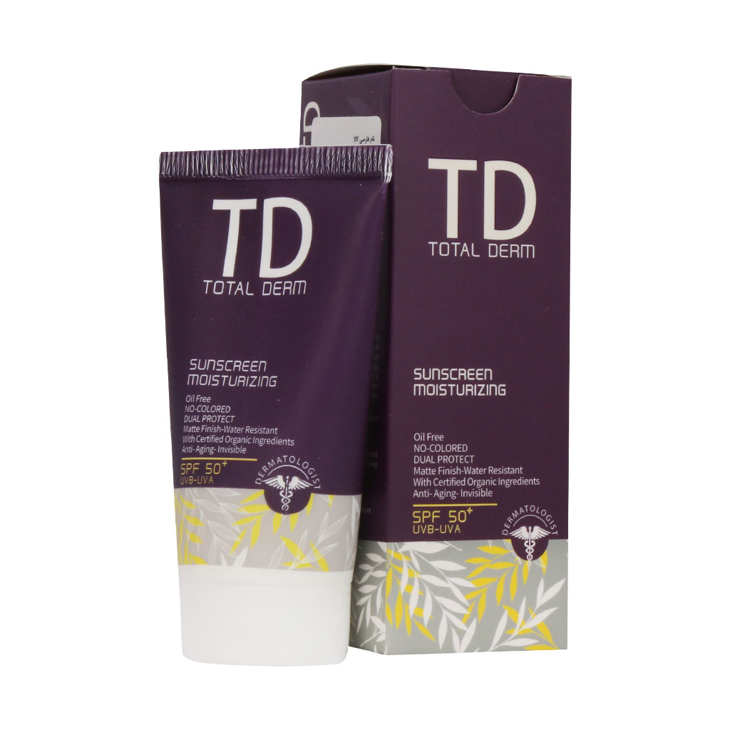 کرم ضد آفتاب بی رنگ فاقد چربی SPF50 توتال درم 50 میلی لیتری