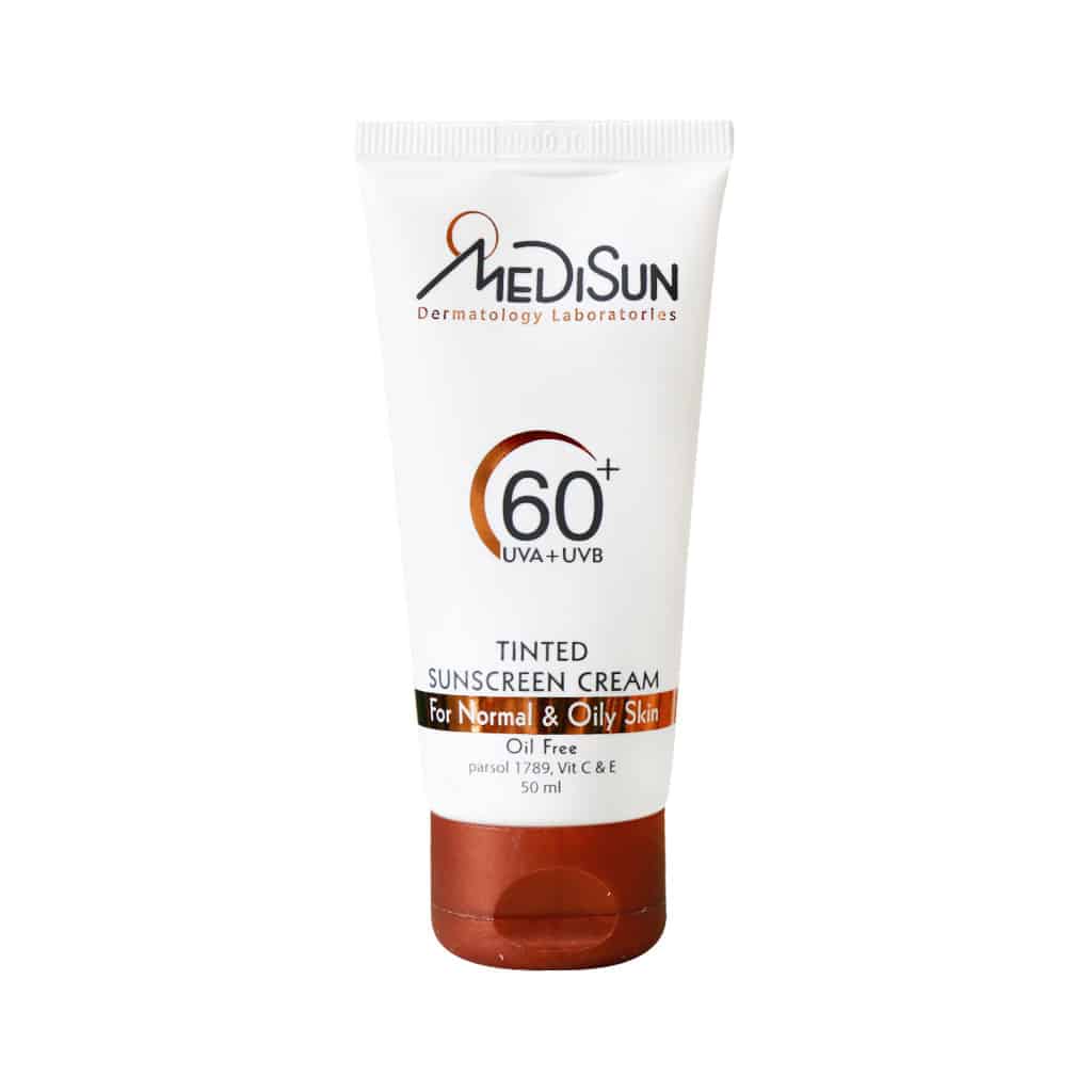 کرم ضد آفتاب رنگی فاقد چربی پوست چرب SPF60 مدیسان ۵۰ میلی لیتری