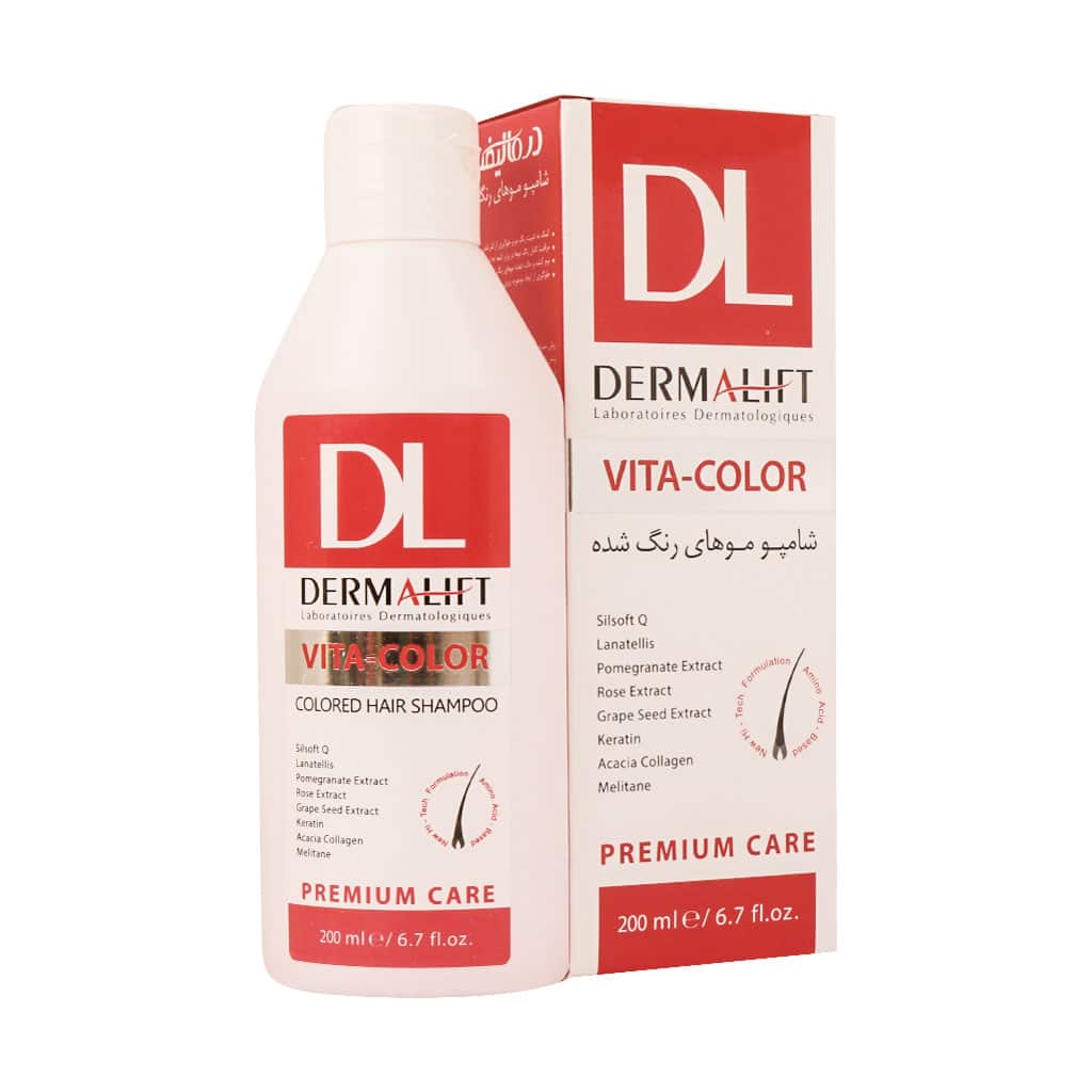 شامپو موهای رنگ شده مدل Vita Color درمالیفت 200 میلی لیتری