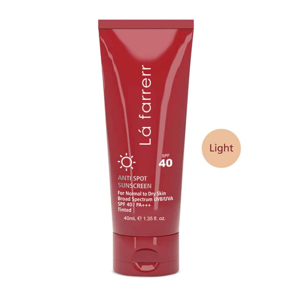کرم ضد آفتاب و ضد لک رنگی روشن پوست خشک و معمولی SPF40 لافارر 40 میلی لیتری