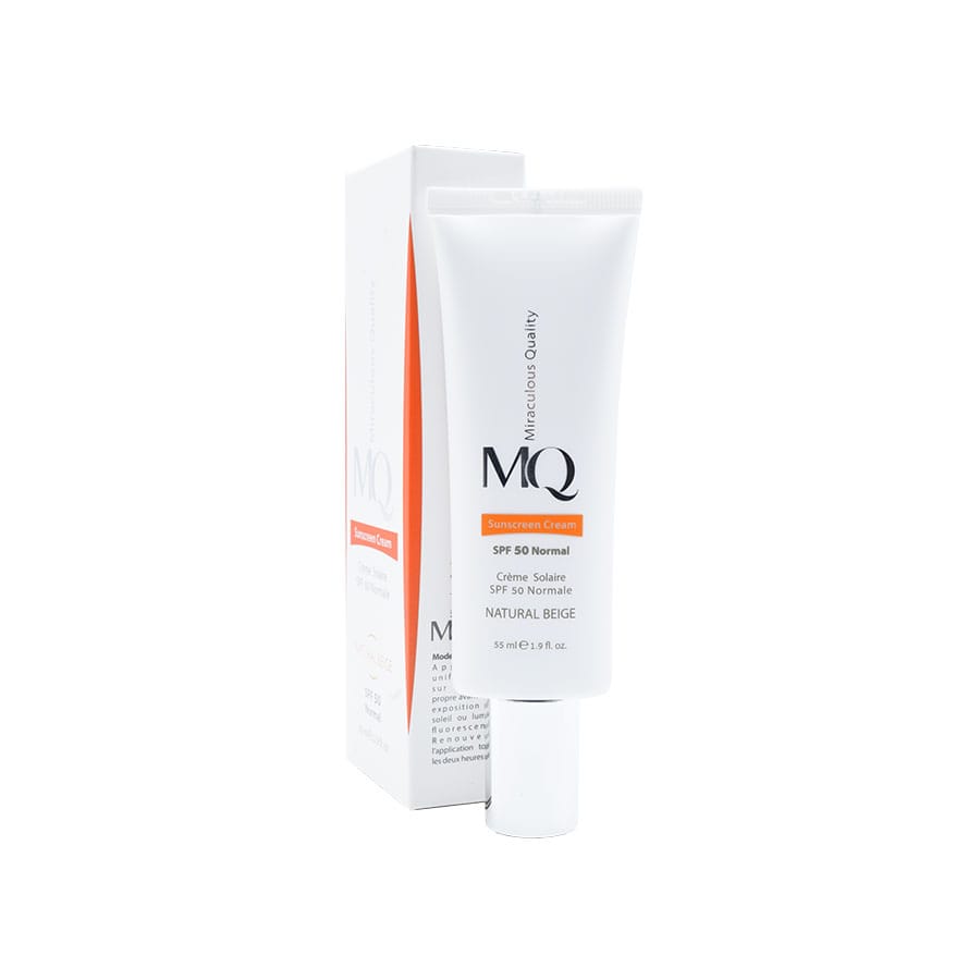 کرم ضد آفتاب بژ طبیعی پوست خشک و نرمال SPF50 ام کیو 55 میلی لیتری